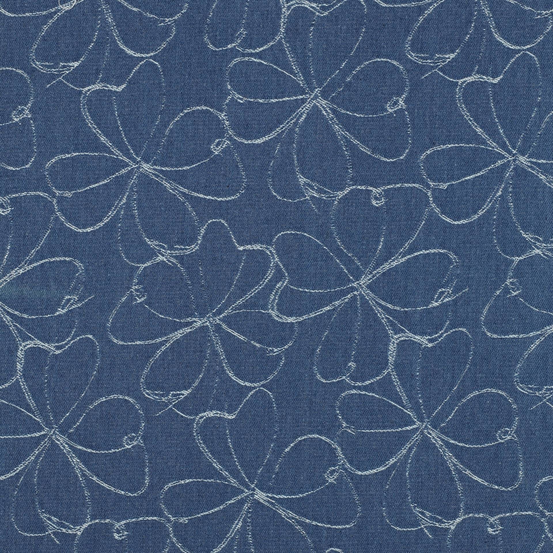 Jacquard Jeans Flowers, mittellblau von Stoffe Hemmers