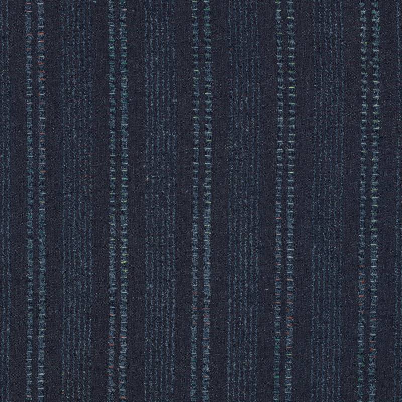 Jacquard Jeans Frayed Stripes, dunkelblau von Stoffe Hemmers