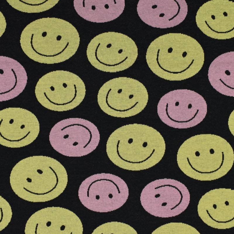 Jacquard Jersey Albstoffe Hamburger Liebe Choose your Vibe Smile, schwarz von Stoffe Hemmers