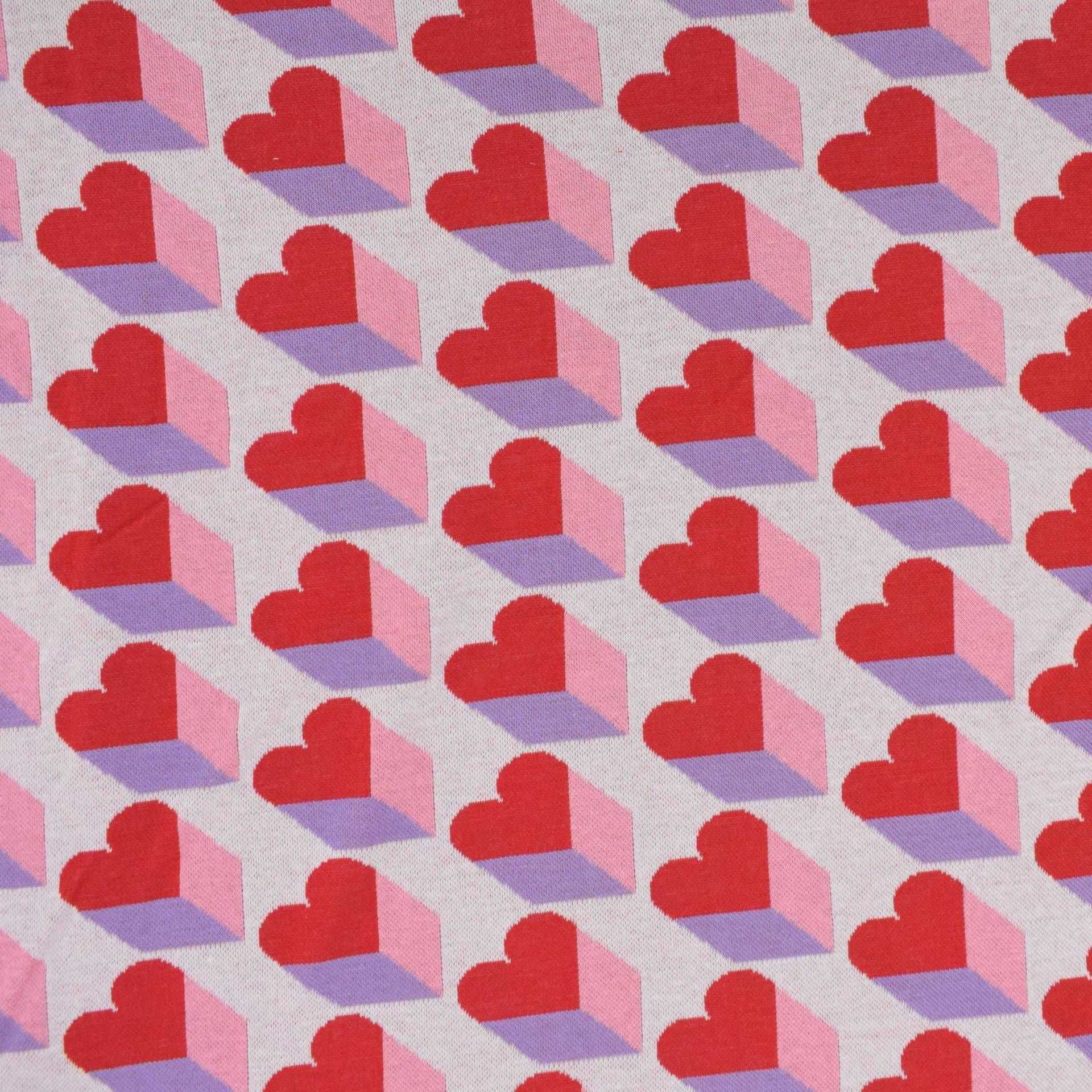 Jacquard Jersey Albstoffe Hamburger Liebe Queen of Hearts Royal Love Shadows, wollweiß von Stoffe Hemmers