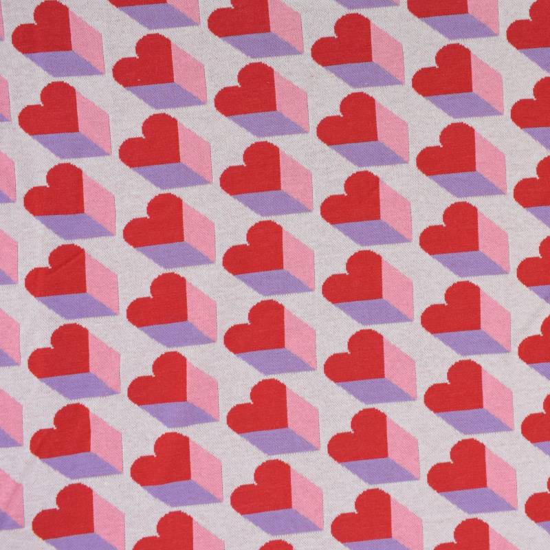 Jacquard Jersey Albstoffe Hamburger Liebe Queen of Hearts Royal Love Shadows, wollweiß von Stoffe Hemmers