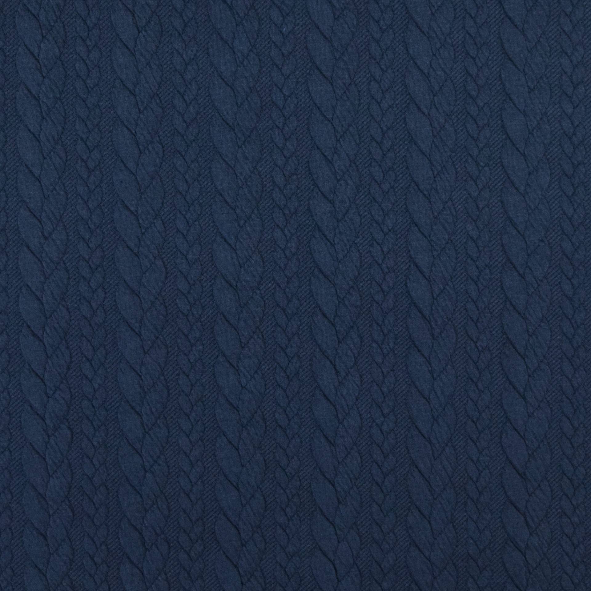 Jacquard Jersey Zopfmuster, dunkelblau von Stoffe Hemmers