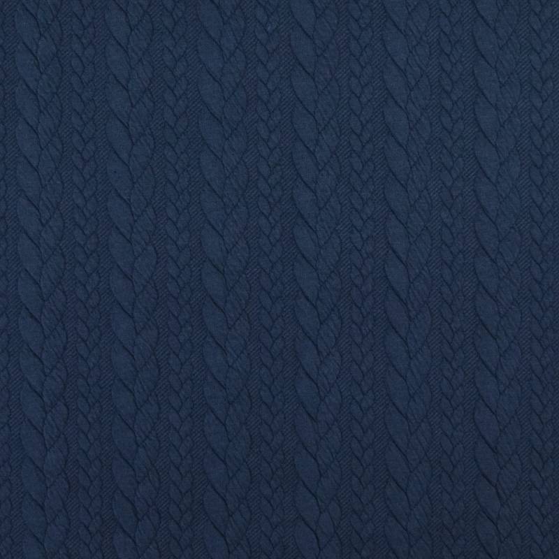 Jacquard Jersey Zopfmuster, dunkelblau von Stoffe Hemmers