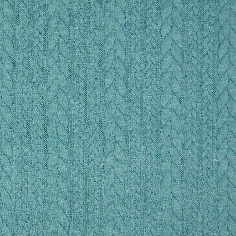 Jacquard Jersey Zopfstrick, aqua von Stoffe Hemmers