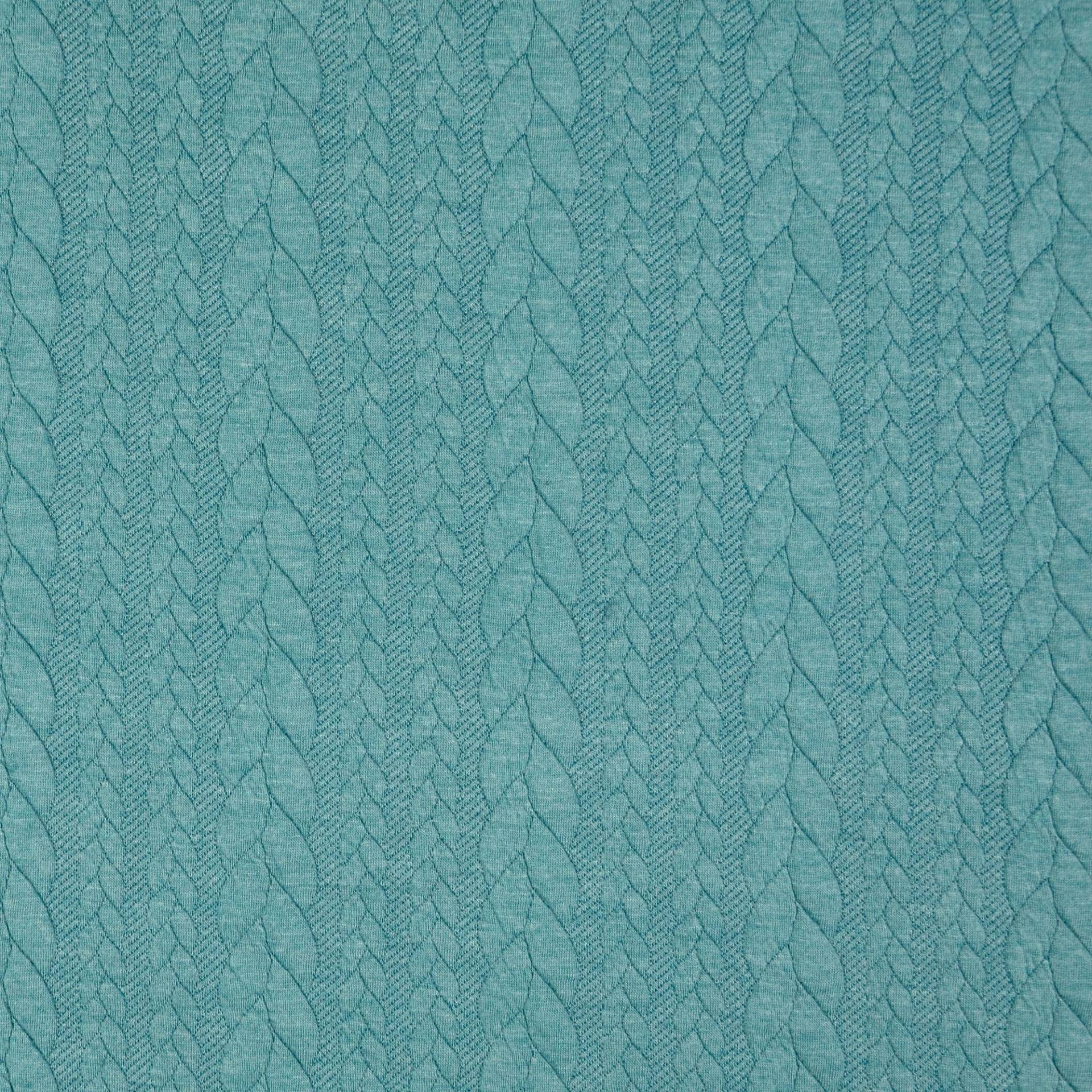 Jacquard Jersey Zopfstrick, aqua von Stoffe Hemmers