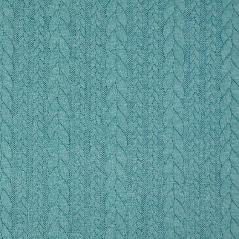Jacquard Jersey Zopfstrick, aqua von Stoffe Hemmers