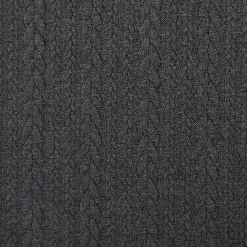 Jacquard Jersey Zopfstrick, dunkelgrau von Stoffe Hemmers