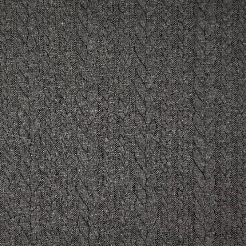 Jacquard Jersey Zopfstrick, grau von Stoffe Hemmers