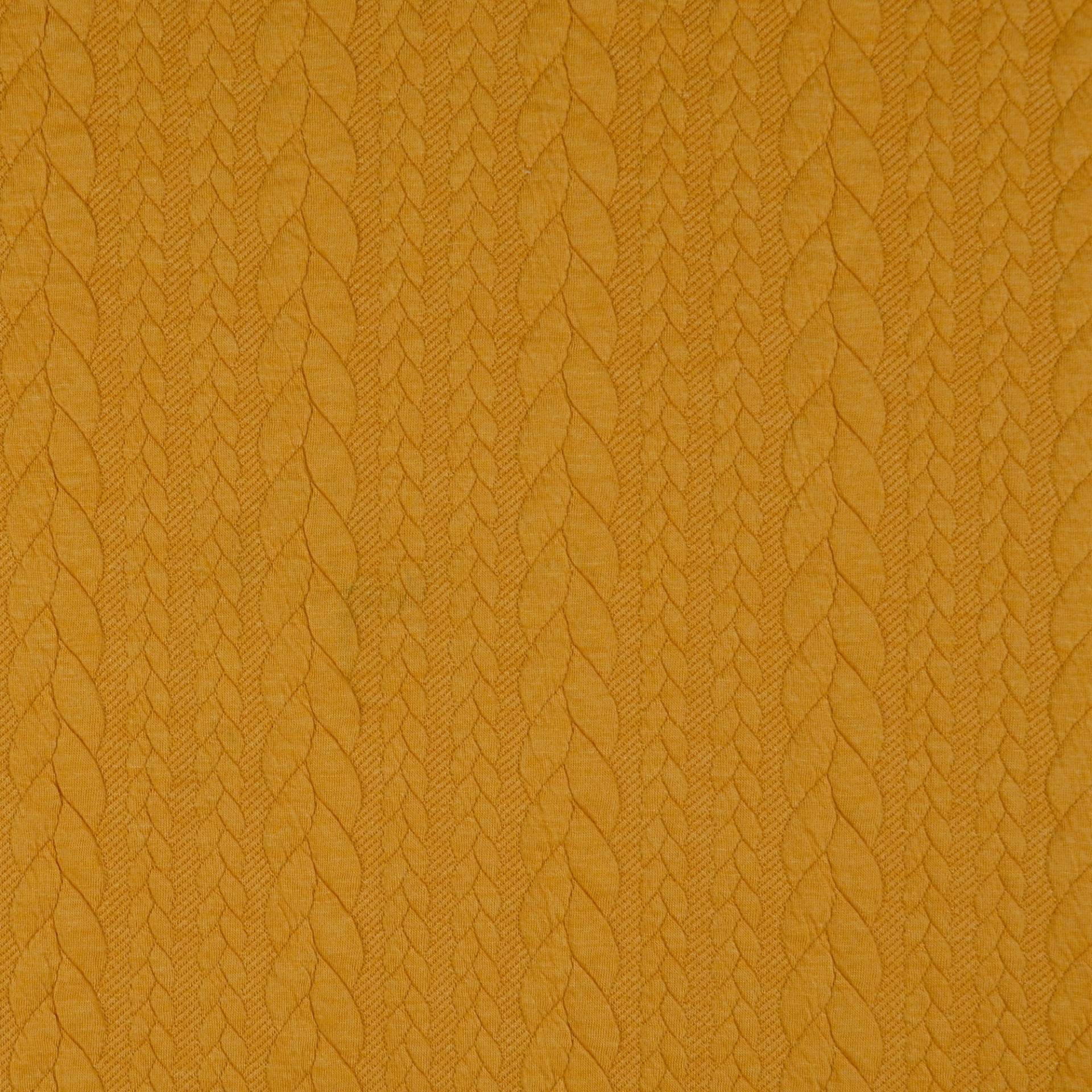 Jacquard Jersey Zopfstrick, maisgelb Jacquard Jersey Zopfstrick, maisgelb von Stoffe Hemmers
