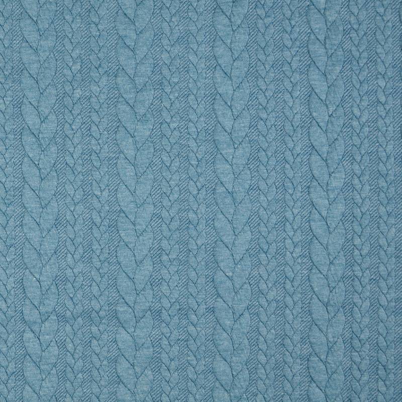 Jacquard Jersey Zopfstrick, petrol von Stoffe Hemmers