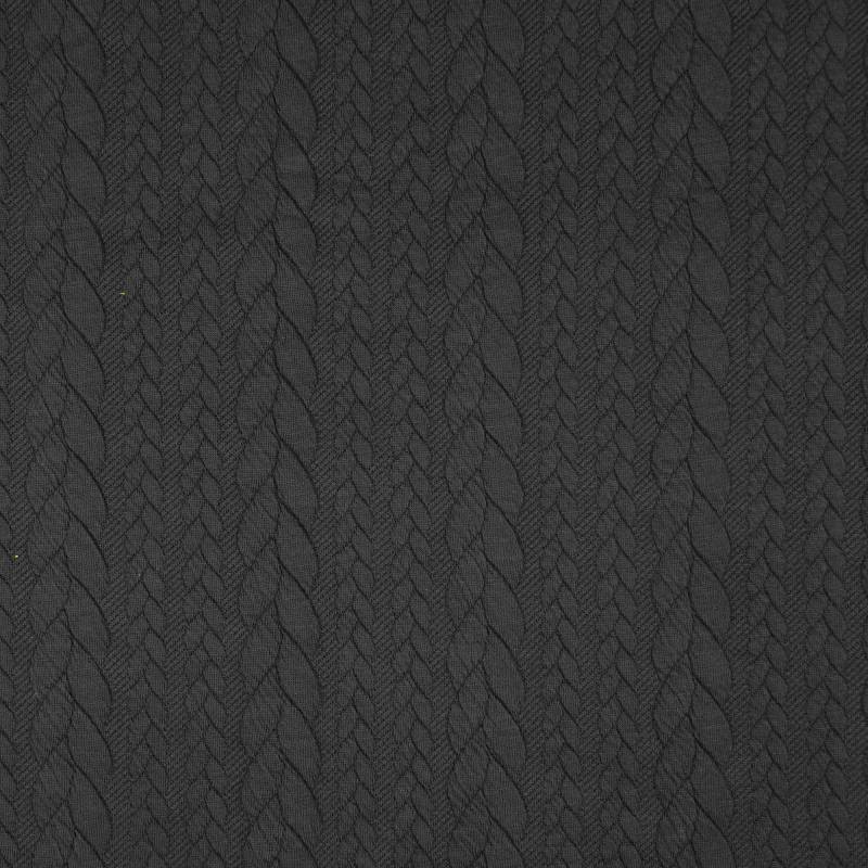 Jacquard Jersey Zopfstrick, schwarz von Stoffe Hemmers