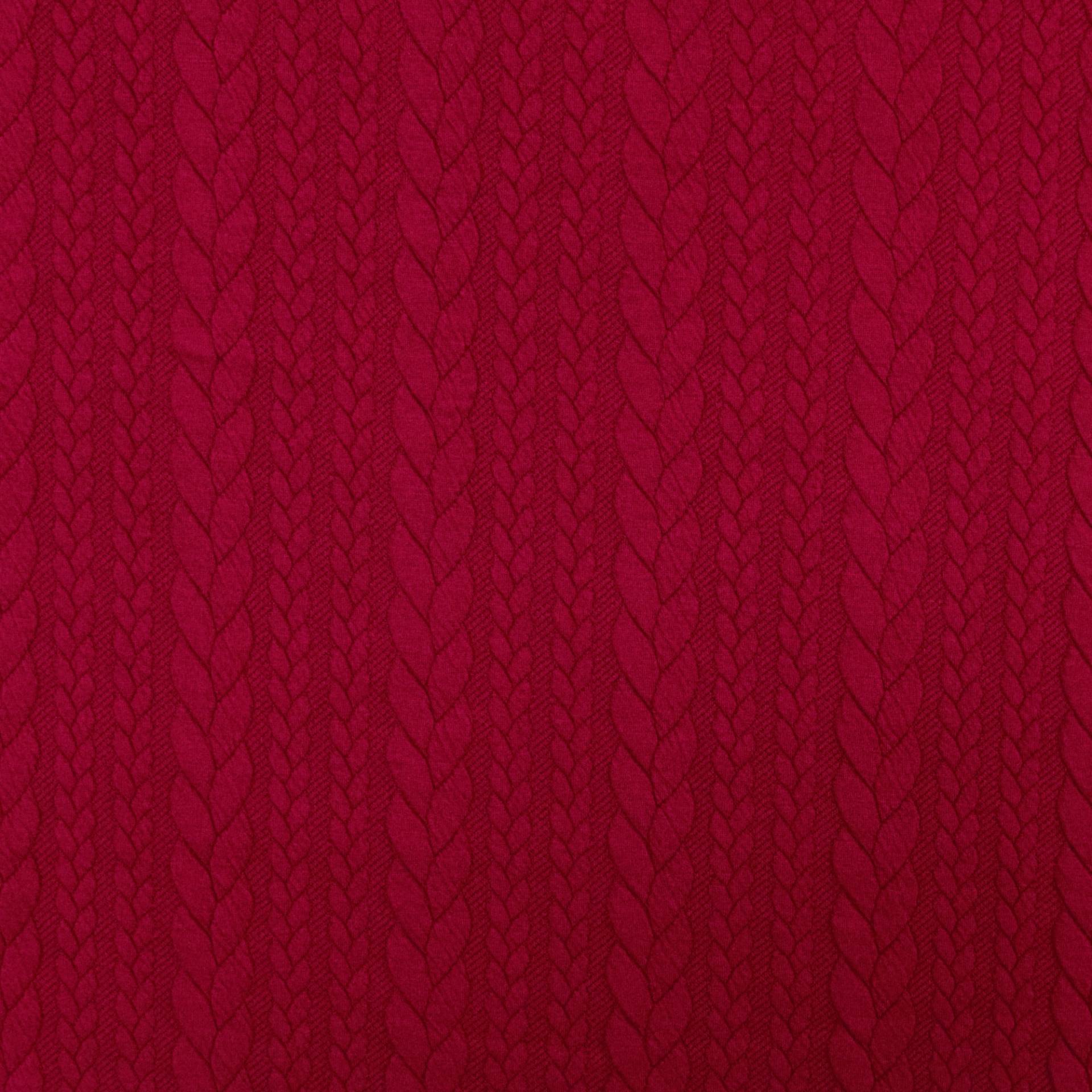 Jacquard Jersey Zopfstrick, weinrot Jacquard Jersey Zopfstrick, weinrot von Stoffe Hemmers