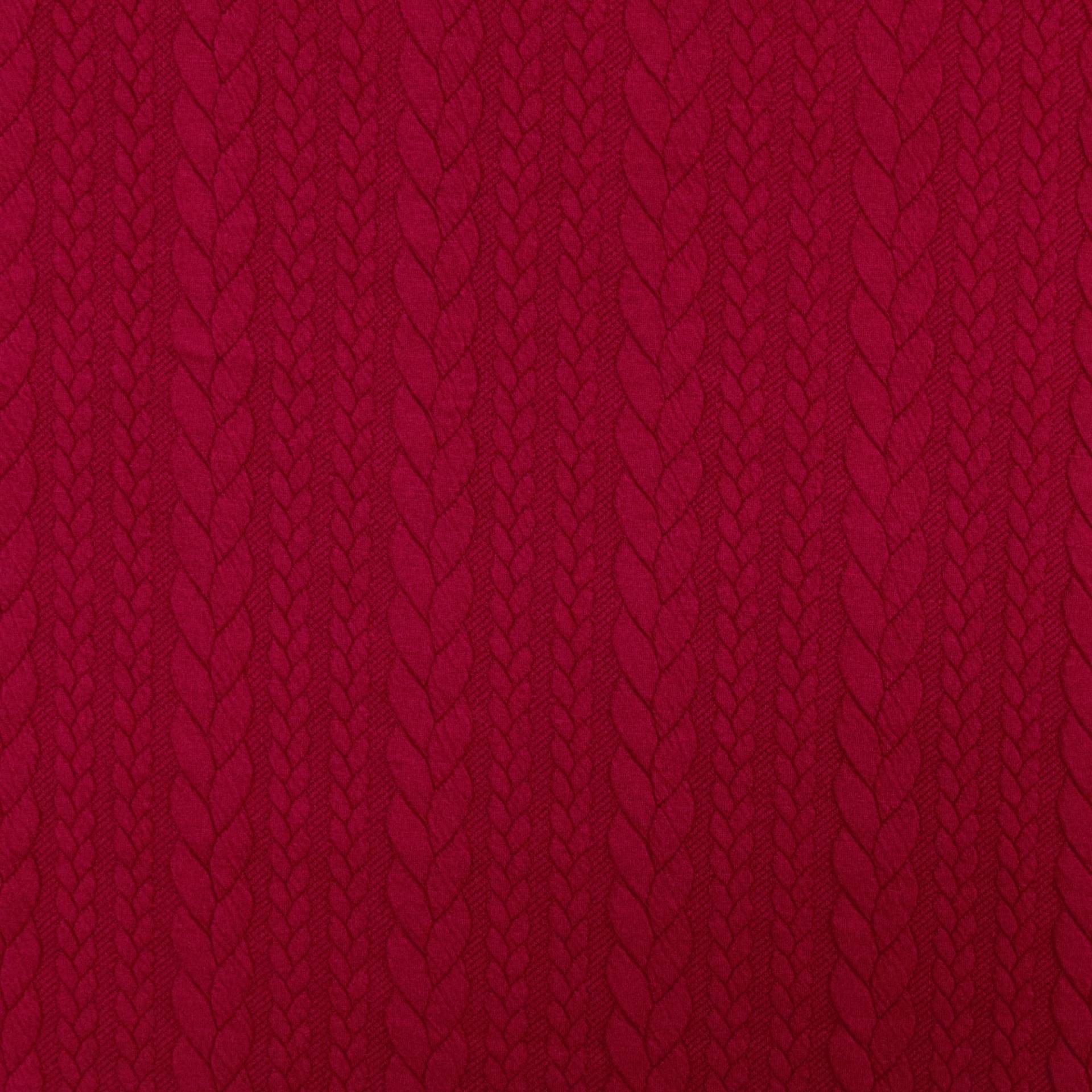 Jacquard Jersey Zopfstrick, weinrot von Stoffe Hemmers