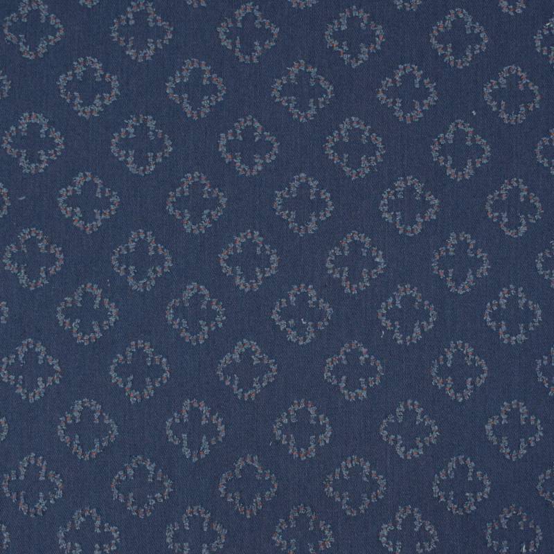 Jeansstoff Broken Flowers, mittelblau von Stoffe Hemmers
