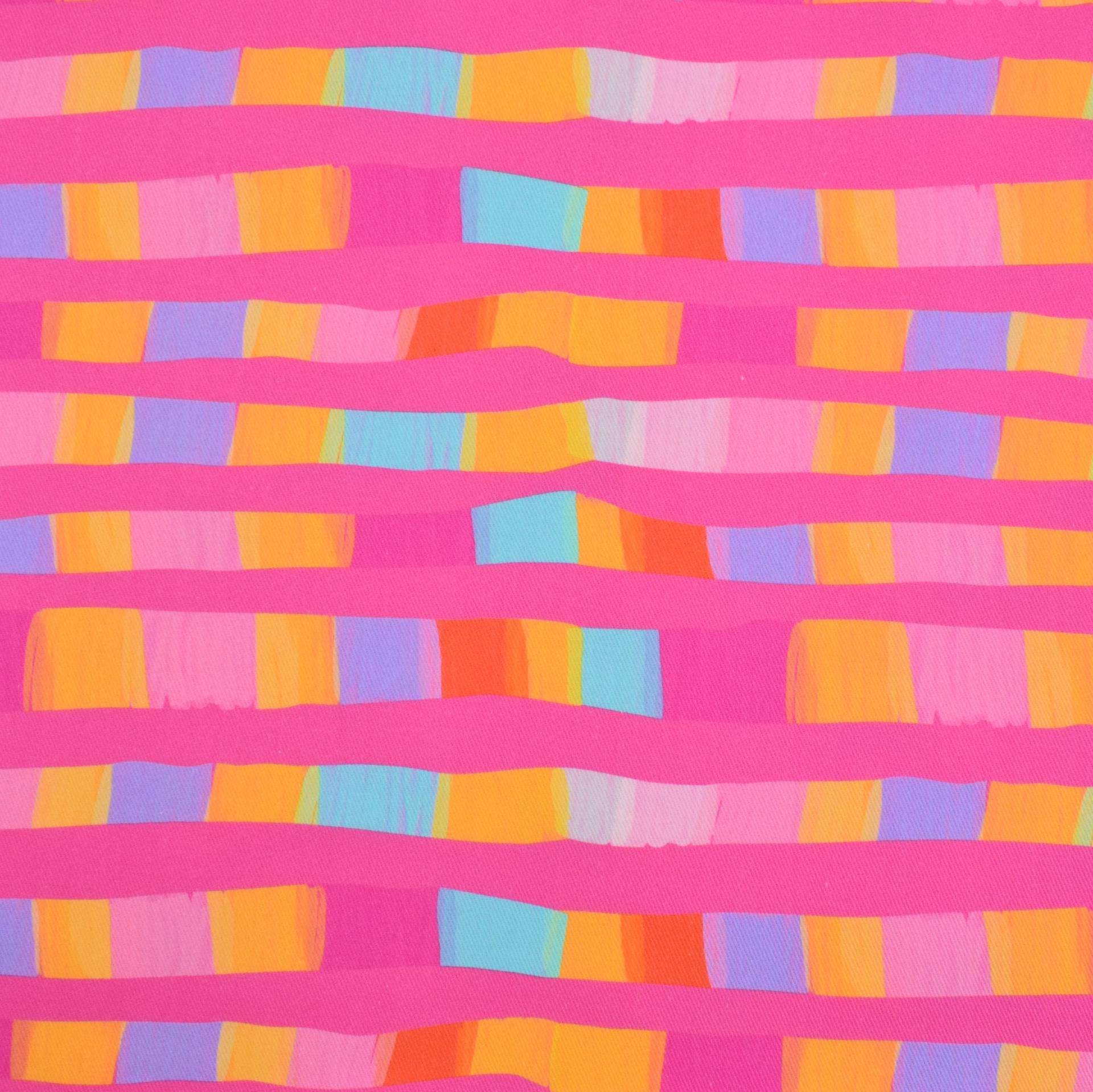 Jeansstoff Colorful Blocks, pink von Stoffe Hemmers