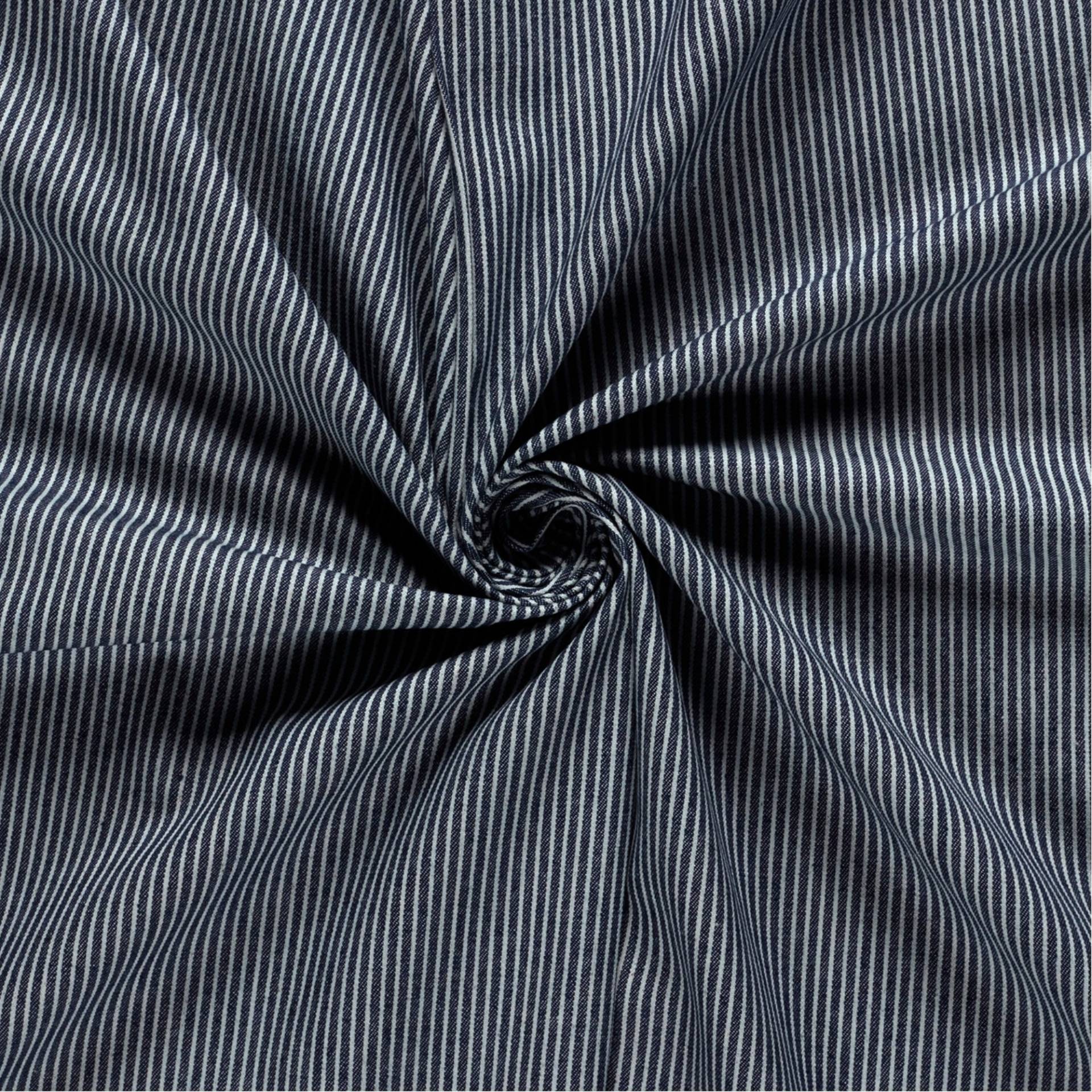 Jeansstoff Längsstreifen, dunkelblau von Stoffe Hemmers