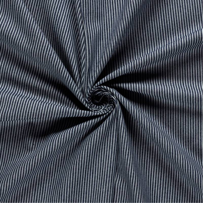 Jeansstoff Längsstreifen, dunkelblau von Stoffe Hemmers