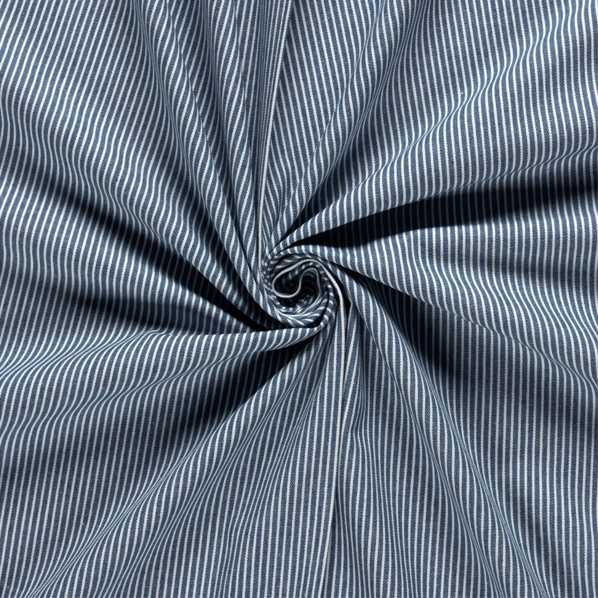 Jeansstoff Längsstreifen, mittelblau von Stoffe Hemmers