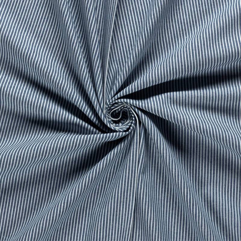 Jeansstoff Längsstreifen, mittelblau von Stoffe Hemmers