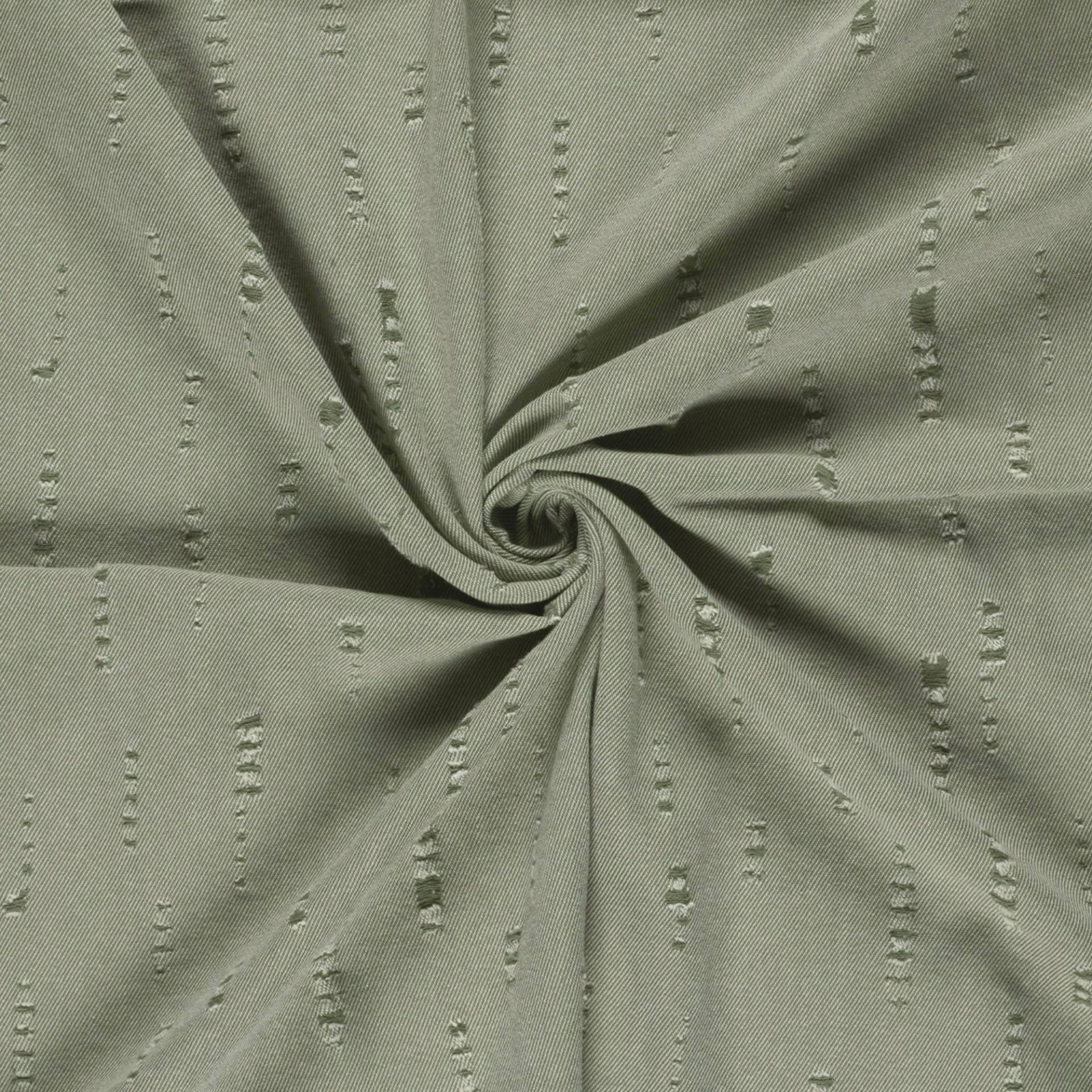 Jeansstoff destroyed, olivgrün von Stoffe Hemmers