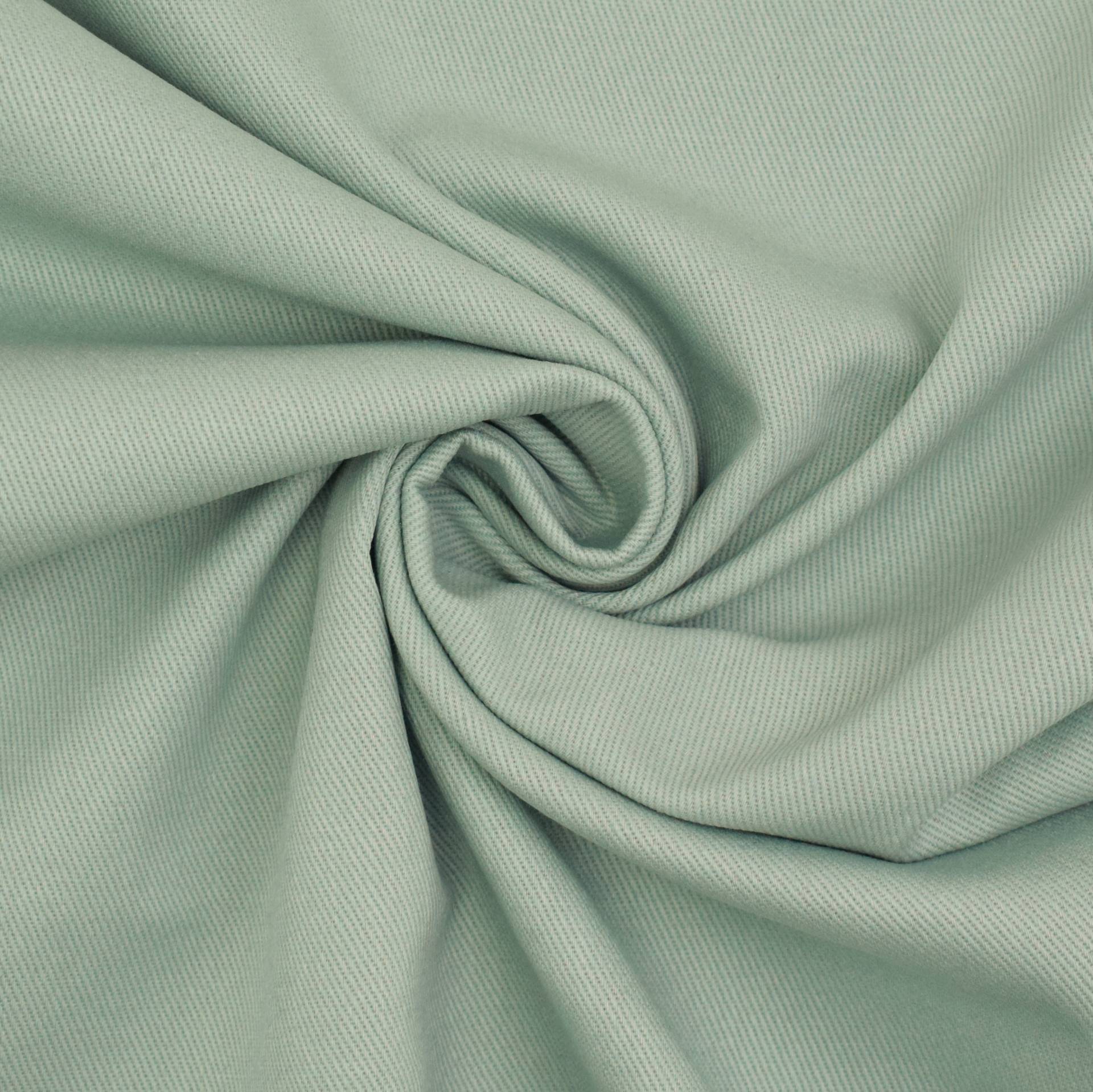 Jeansstoff vorgewaschen, pastellgrün von Stoffe Hemmers