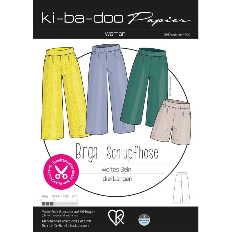 Ki-Ba-Doo Papierschnittmuster Birga Damen Schlupfhose von Stoffe Hemmers