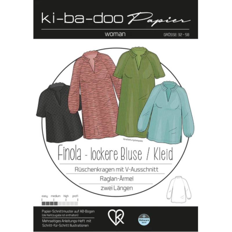 Ki-Ba-Doo Papierschnittmuster Bluse / Kleid Finola Damen von Stoffe Hemmers