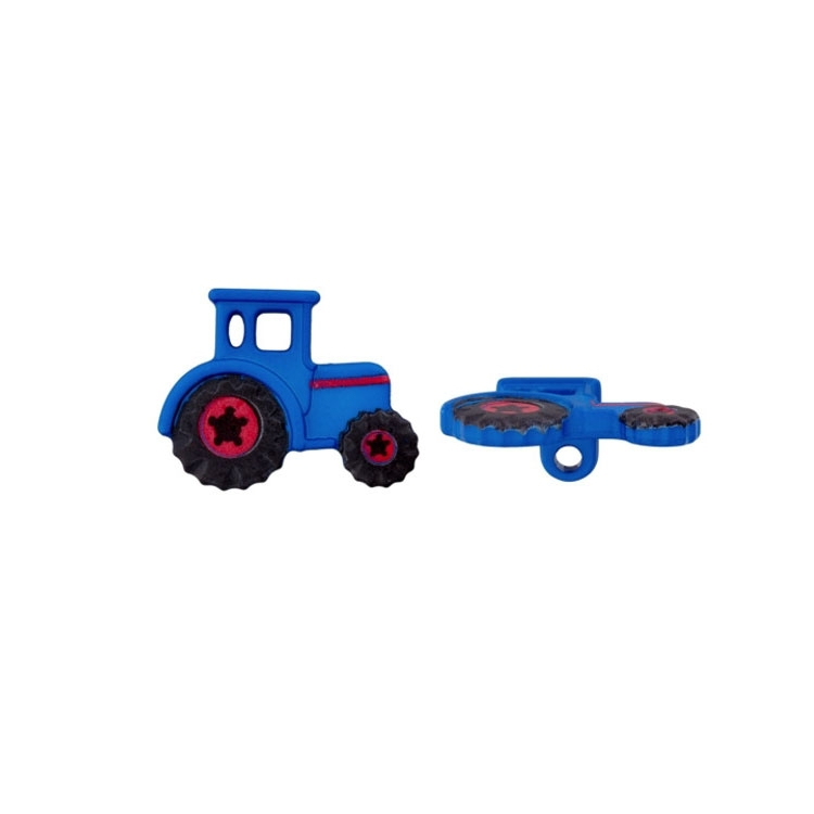 Kinderösenknopf Traktor, blau 23 mm von Stoffe Hemmers