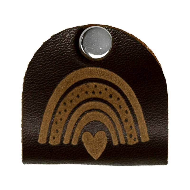 Kunstleder Knick-Label mit Schraube Regenbogen, dunkelbraun Kunstleder Knick-Label mit Schraube Regenbogen, dunkelbraun von Stoffe Hemmers