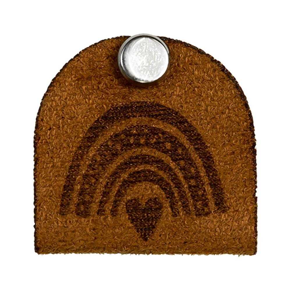 Kunstleder Knick-Label mit Schraube Regenbogen, hellbraun von Stoffe Hemmers