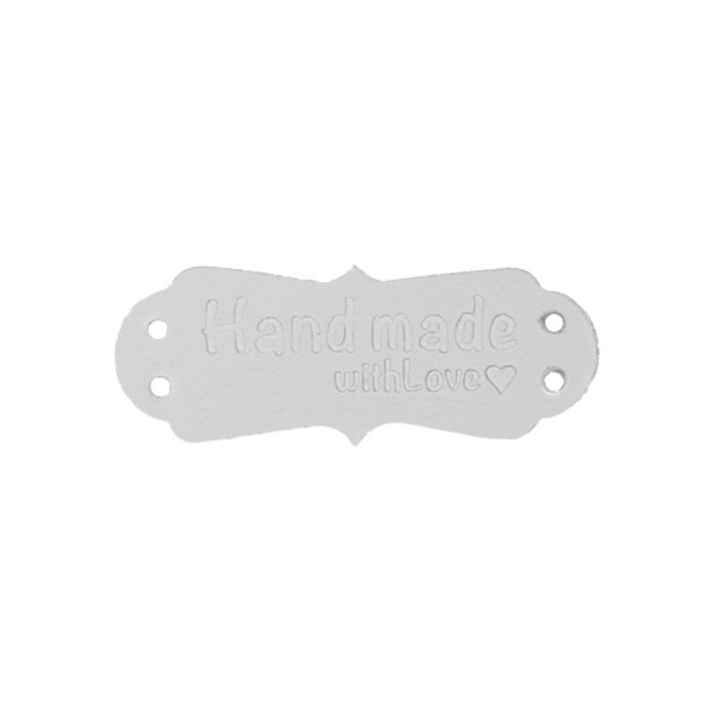 Kunstleder Label Handmade, weiss von Stoffe Hemmers