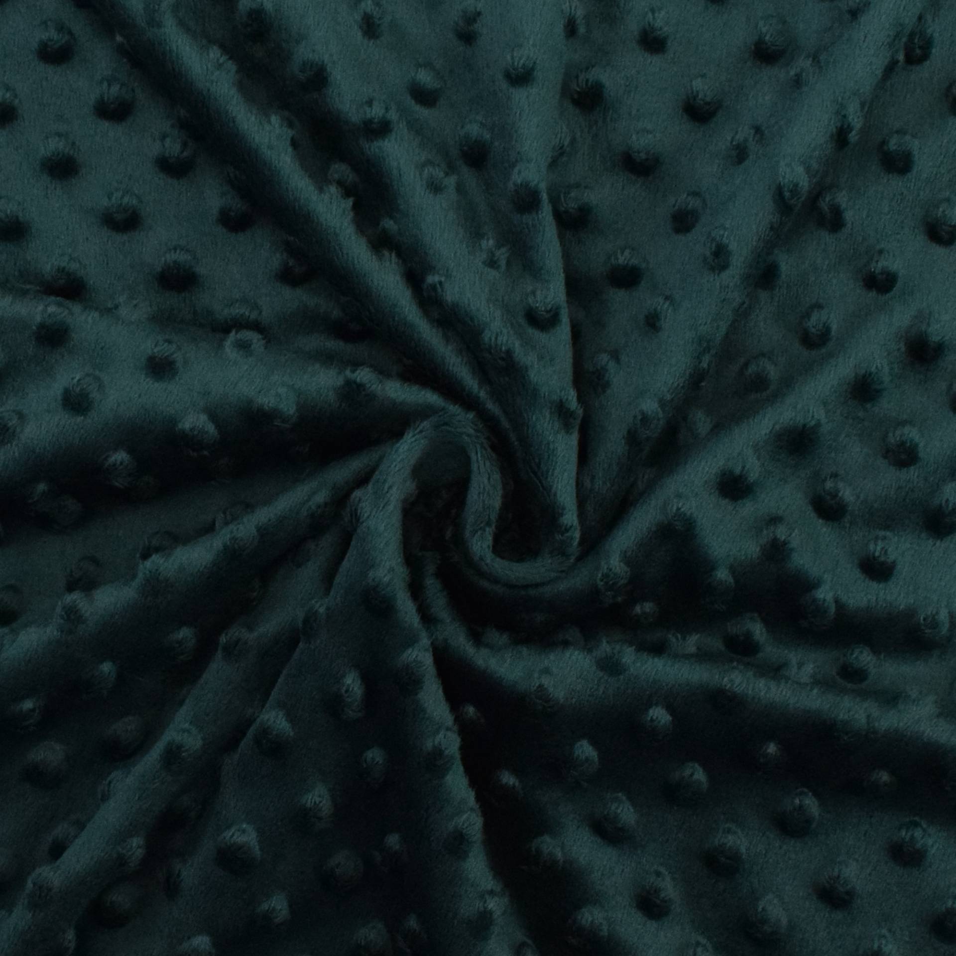 Kuschelfleece Minky Dots, tief dunkelgrün von Stoffe Hemmers