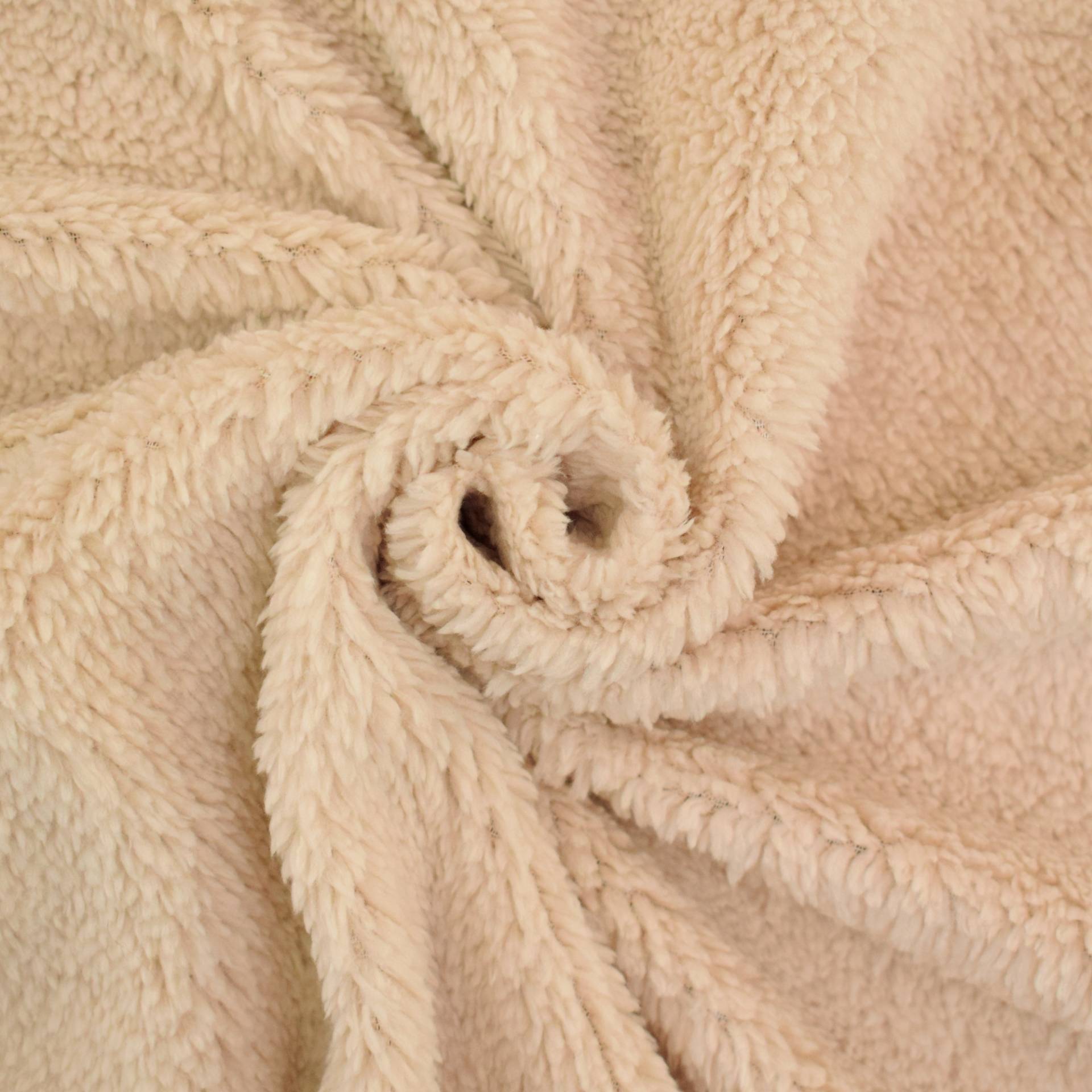 Kuschelteddystoff, beige von Stoffe Hemmers