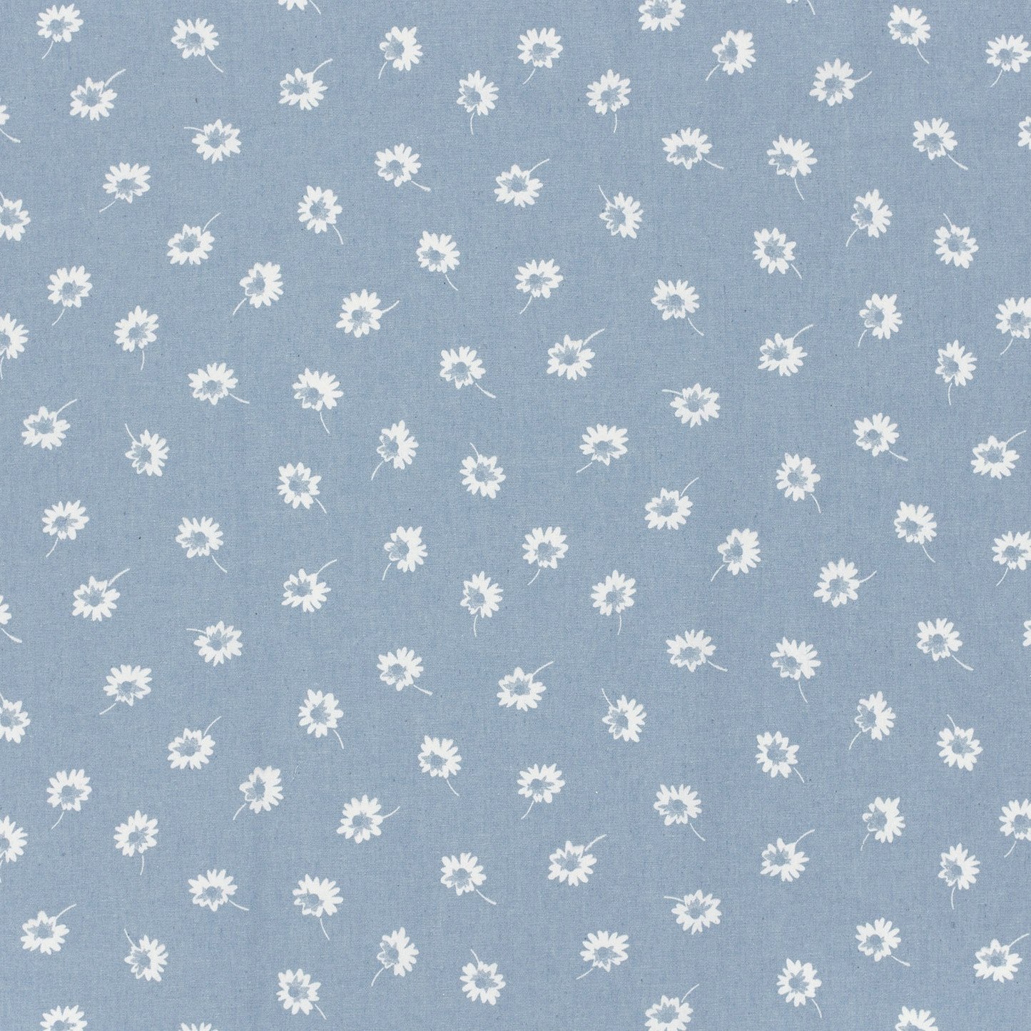 Leichter Jeansstoff Chambray Blumen, hellblau von Stoffe Hemmers