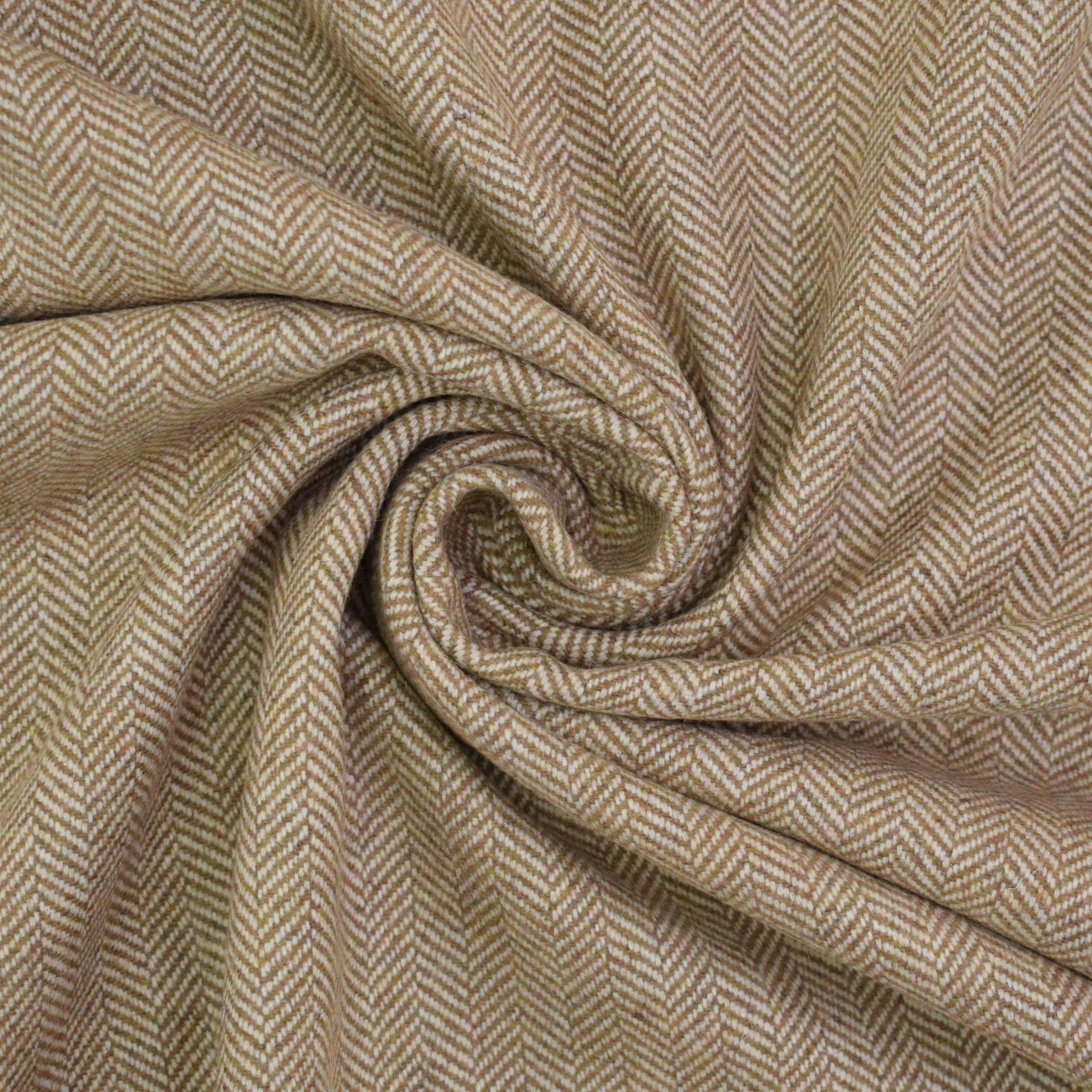 Leichter Wollstoff Herringbone, beige von Stoffe Hemmers