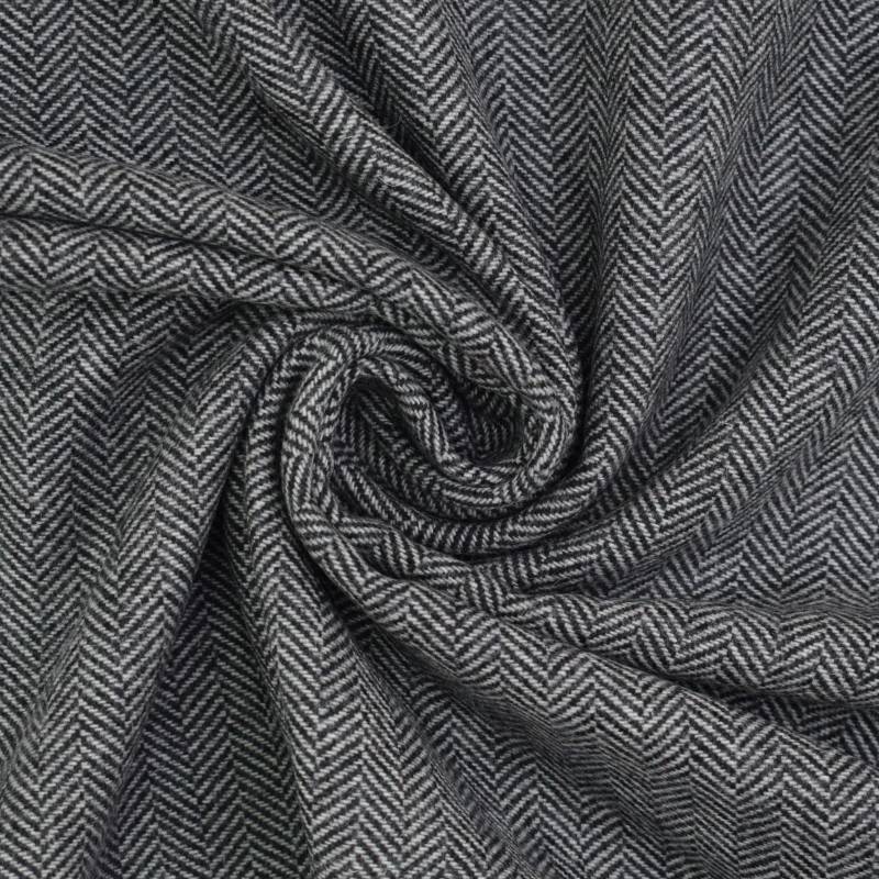 Leichter Wollstoff Herringbone, schwarz Leichter Wollstoff Herringbone, schwarz von Stoffe Hemmers