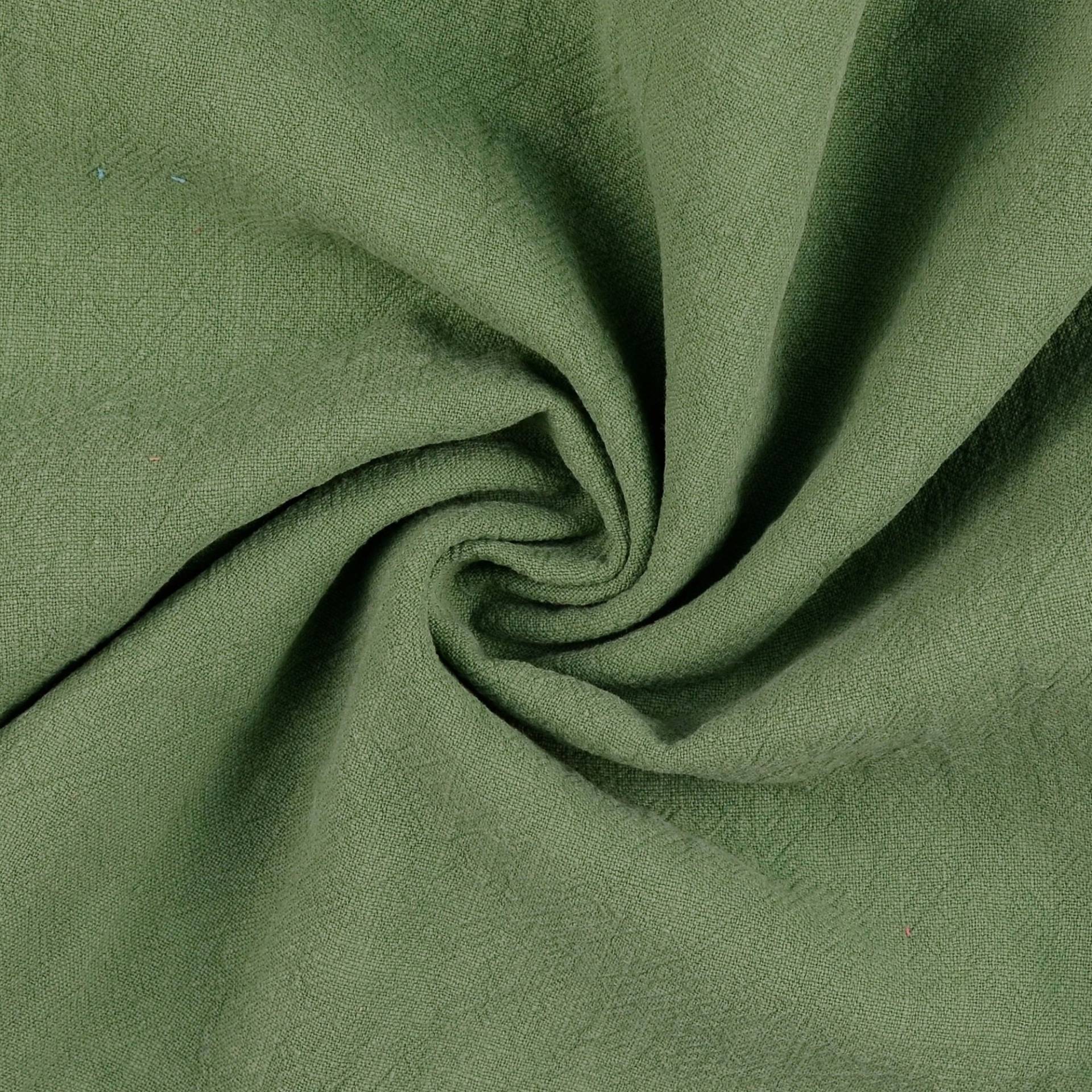 Leinen Mix Stonewashed, mittelgrün von Stoffe Hemmers