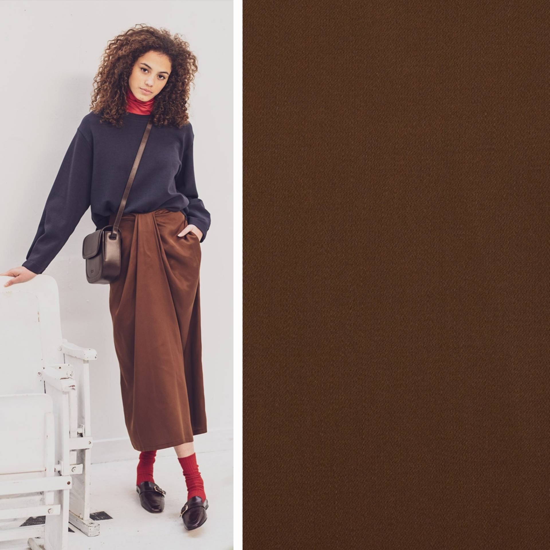 Lyocell Satin Fibre Mood, braun von Stoffe Hemmers