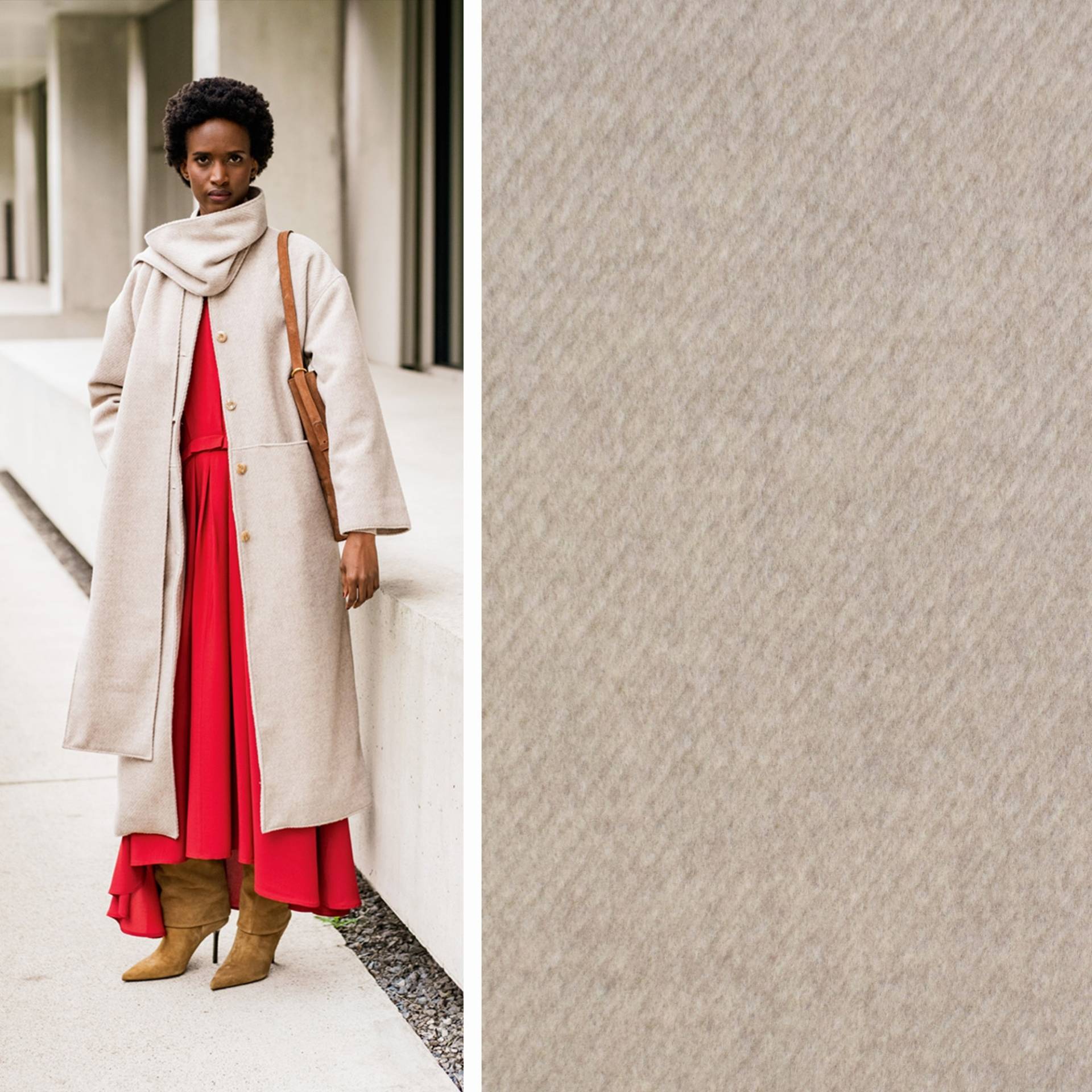 Mantelstoff Brushed Fibre Mood, beige von Stoffe Hemmers