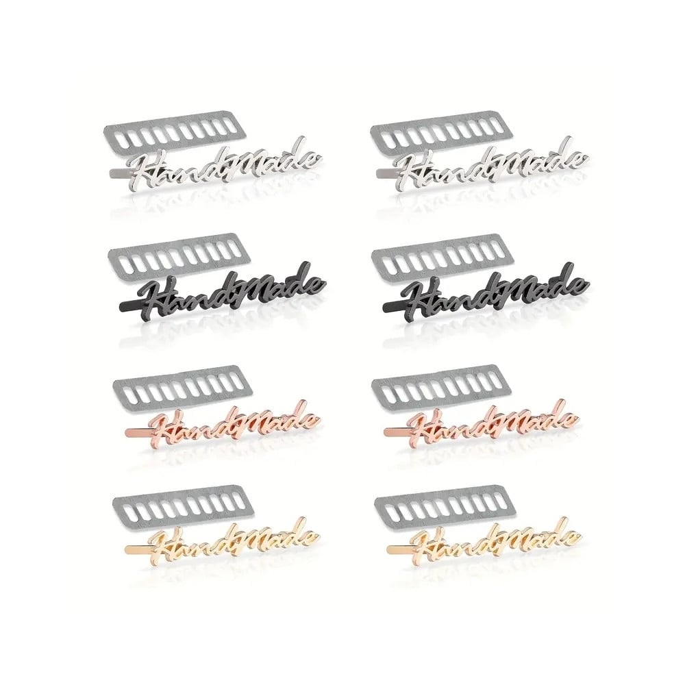Metall-Handmade-Label, 8 Stk. Mix von Stoffe Hemmers