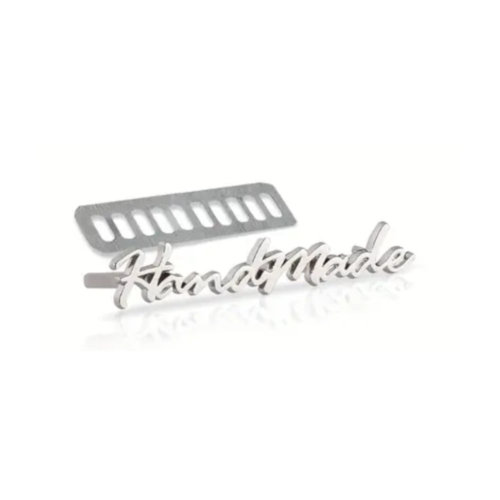 Metall-Handmade-Label, silberfarben von Stoffe Hemmers