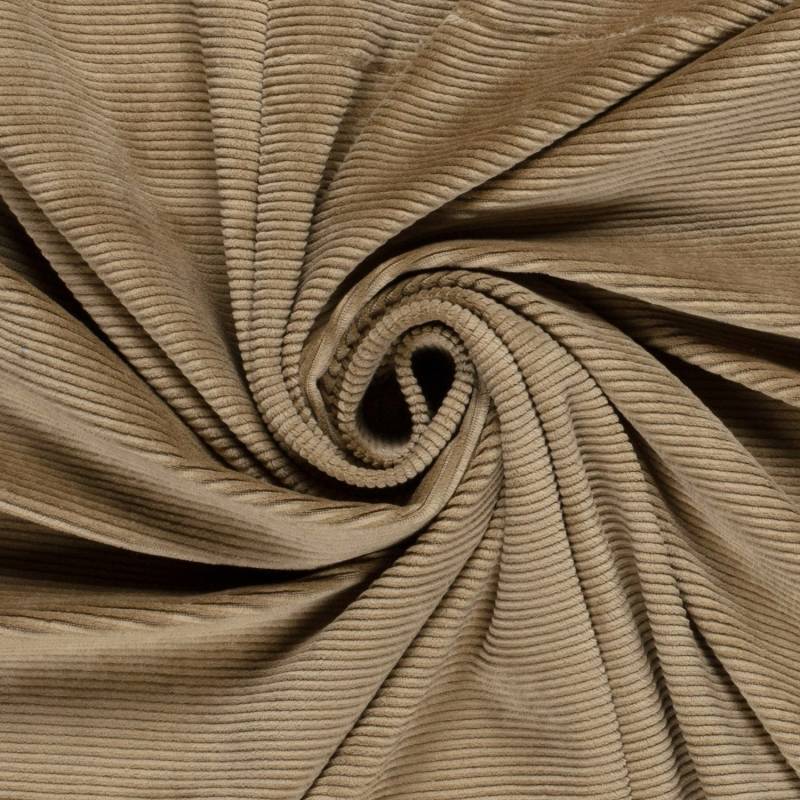 Nicki Cordjersey, dunkelbeige von Stoffe Hemmers