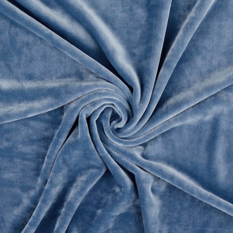 Nicki Stoff Ice Velvet Cloudy, jeansblau von Stoffe Hemmers