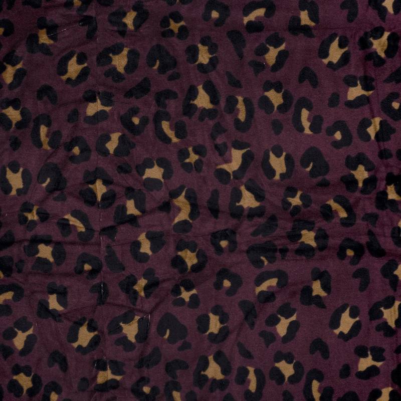 Nickistoff Leopard, aubergine Nickistoff Leopard, aubergine von Stoffe Hemmers