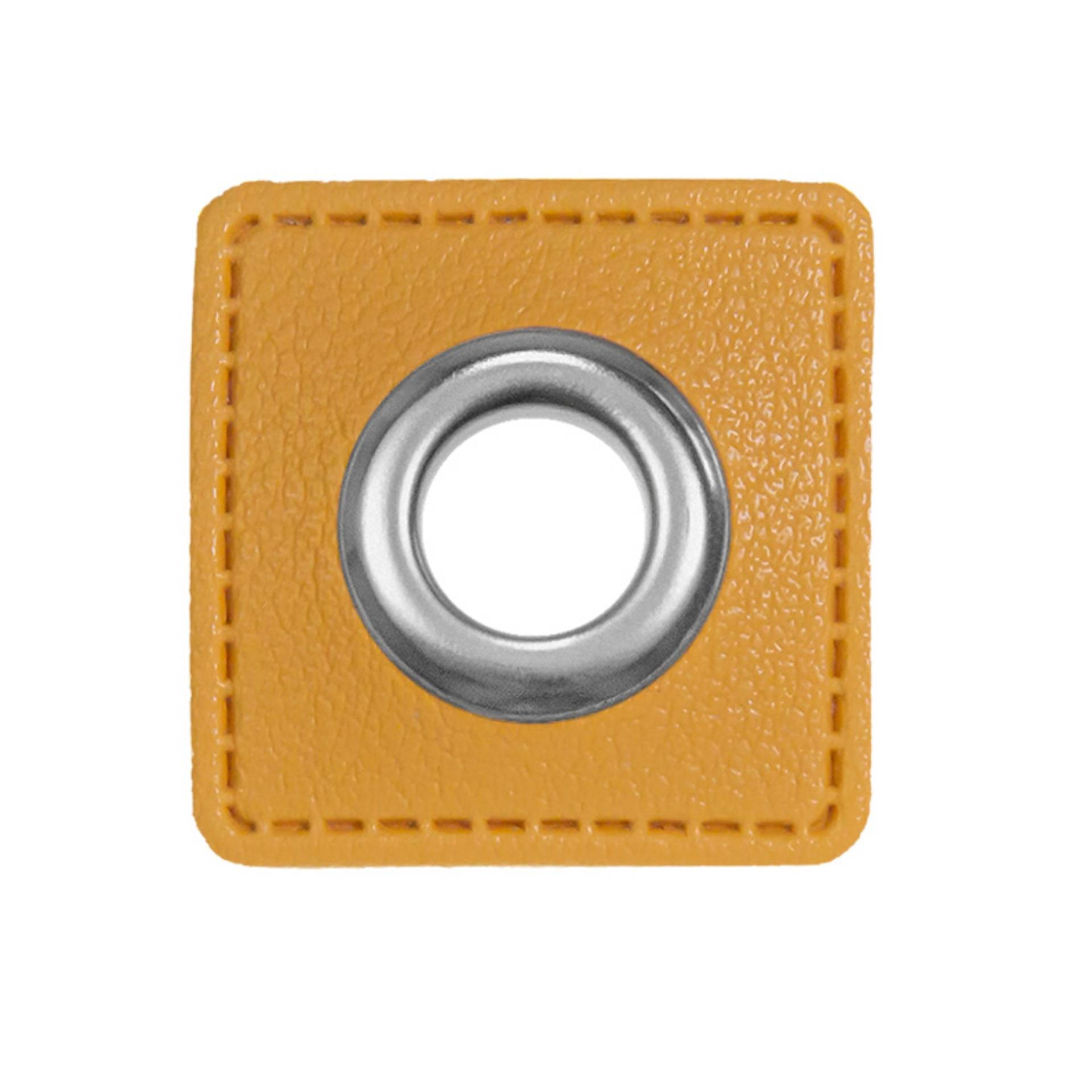 Ösen-Patch Lederimitat, senfgelb Ösen-Patch Lederimitat, senfgelb von Stoffe Hemmers