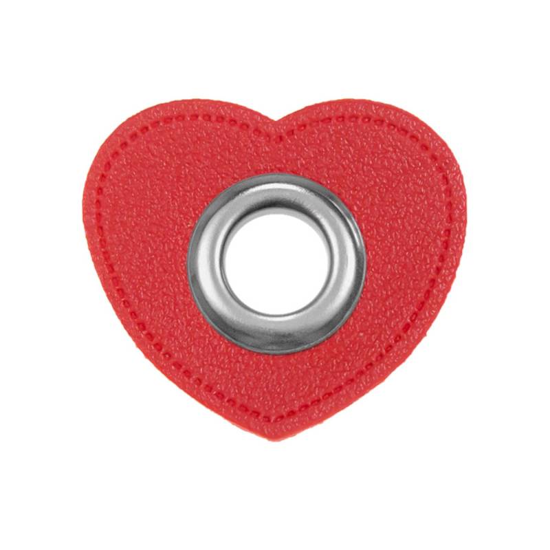 Ösen-Patch Lederimitat Herzen, rot Ösen-Patch Lederimitat Herzen, rot von Stoffe Hemmers