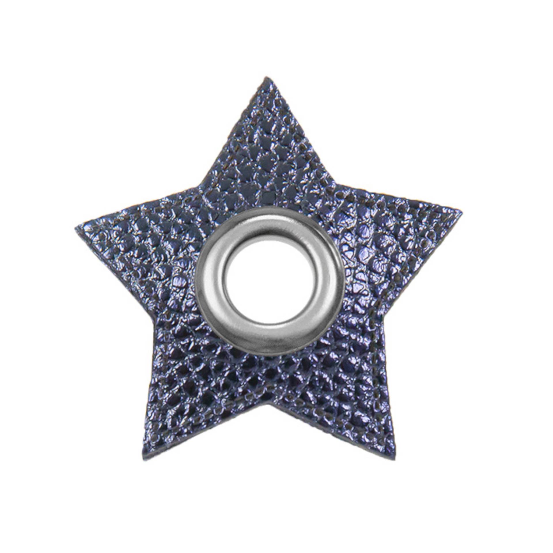 Ösen-Patch Lederimitat Stern, marine glänzend von Stoffe Hemmers