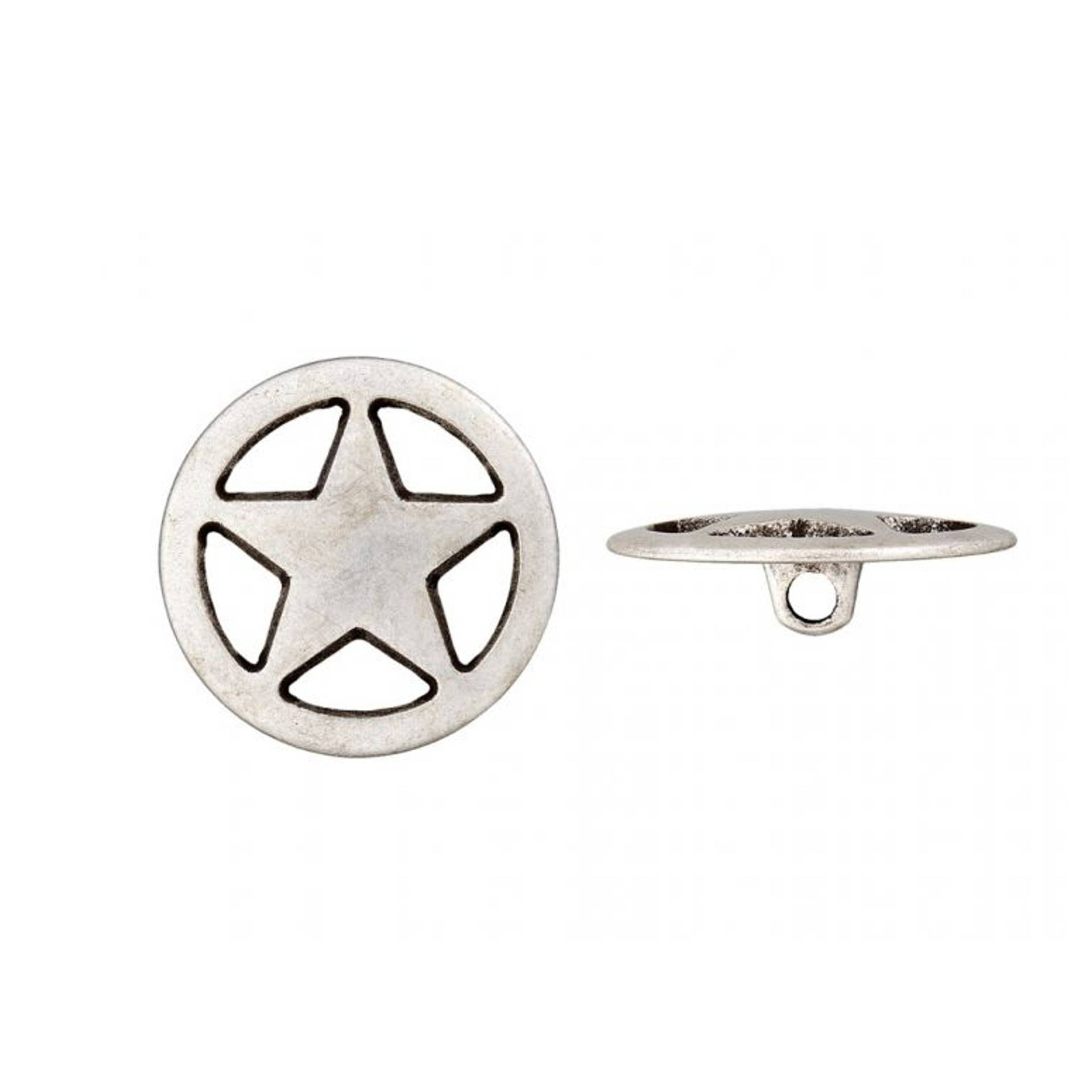 Ösenknopf Stern im Kreis 18 mm, silber Ösenknopf Stern im Kreis 18 mm, silber von Stoffe Hemmers