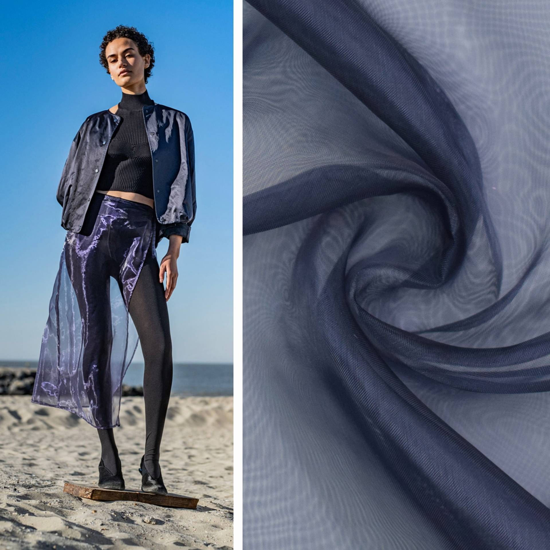 Organza Fibre Mood, marine Organza Fibre Mood, marine von Stoffe Hemmers