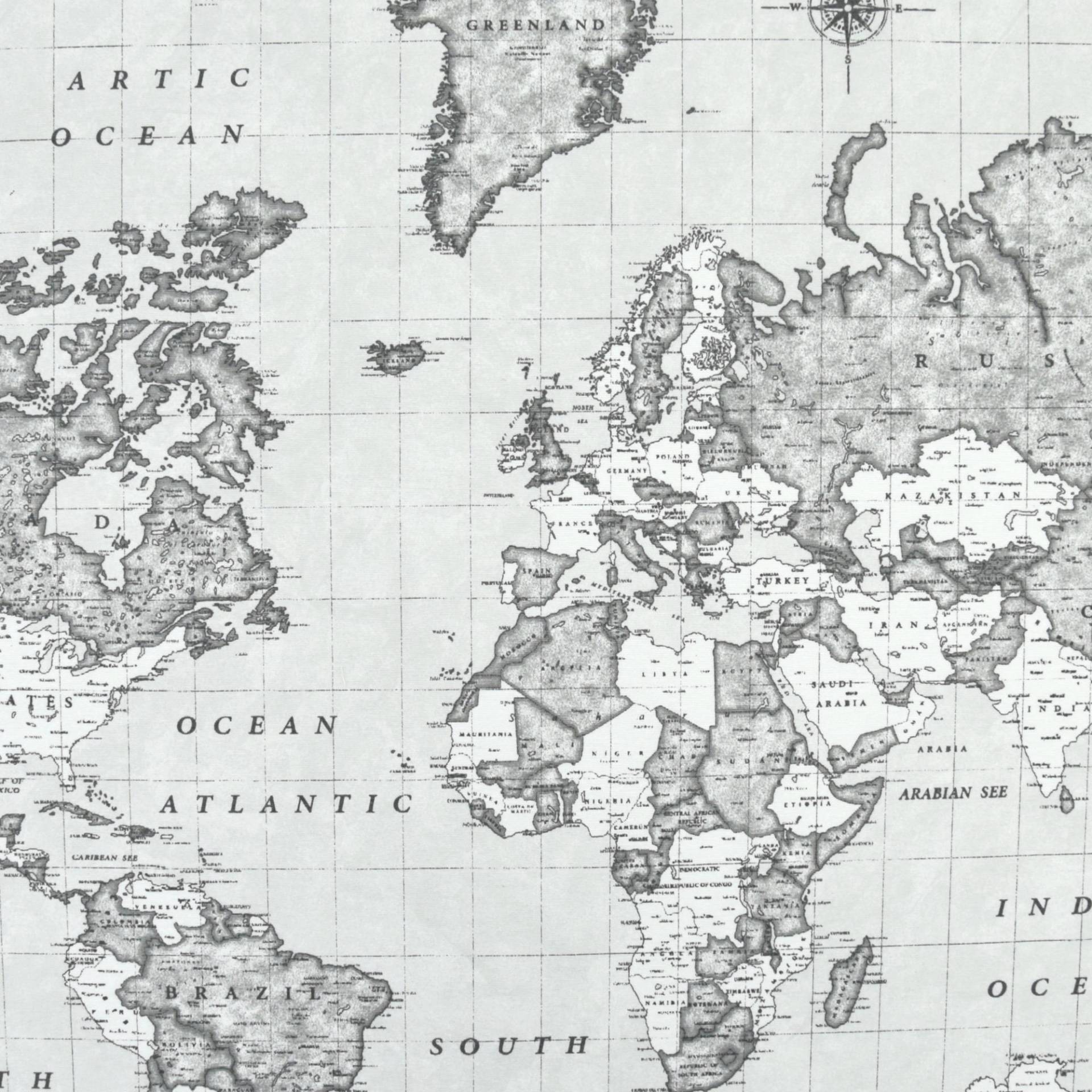Dekostoff Ottoman Map of the World, grau von Stoffe Hemmers